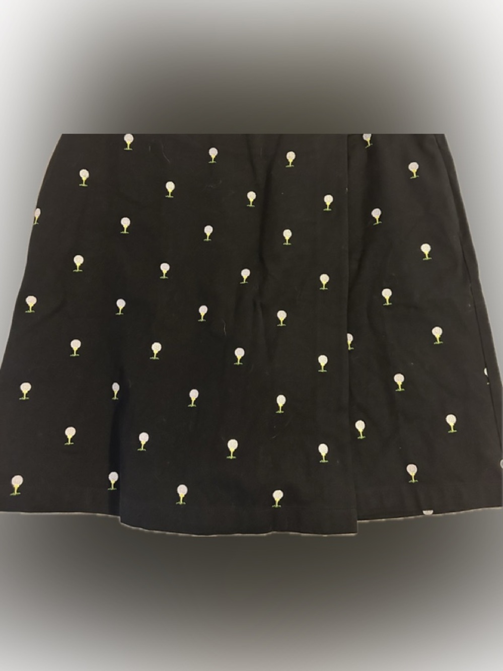 St John by Marie Gray Black Mini Skirt White & Light Green Golf Motif size 16